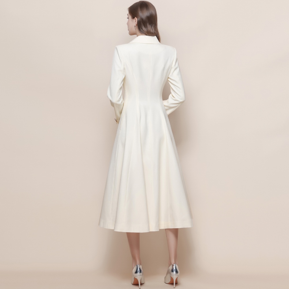 France style double-breasted coat pinched waist windbreaker