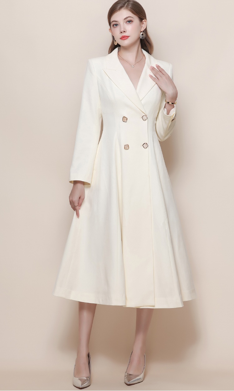 France style double-breasted coat pinched waist windbreaker