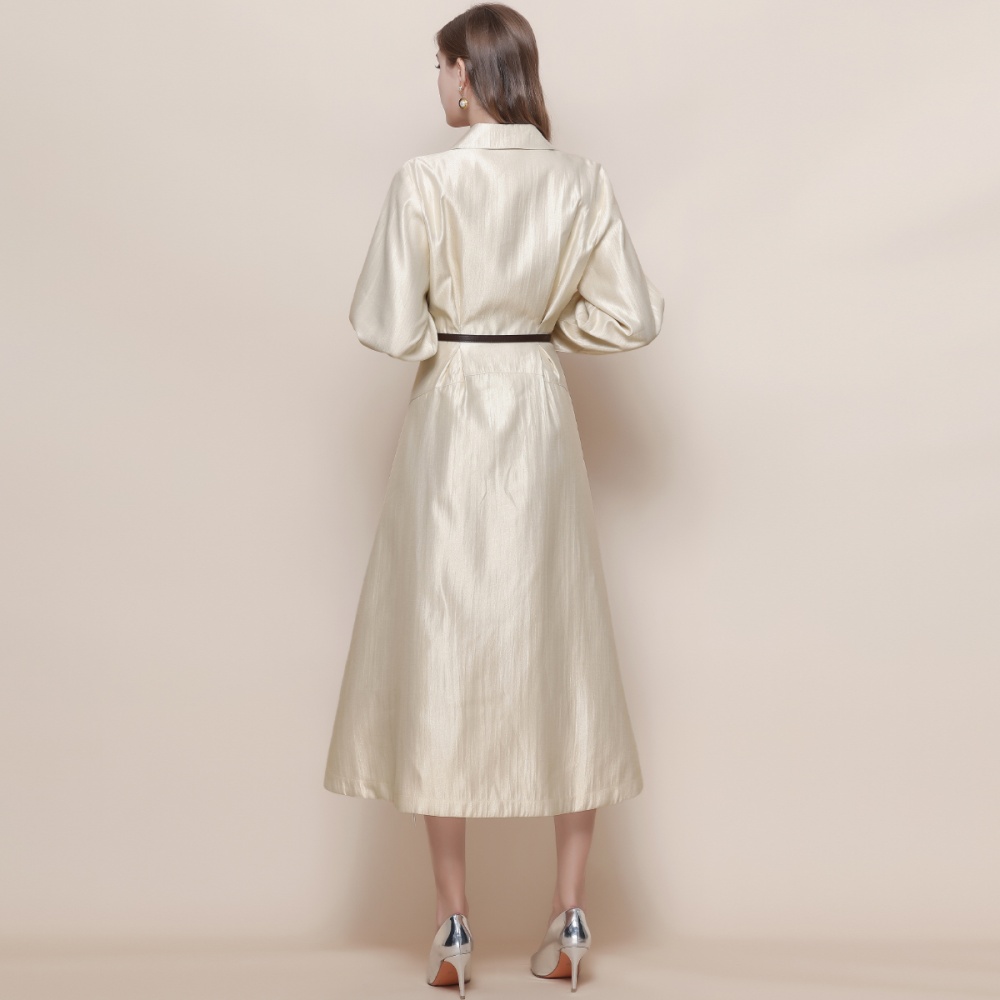 With belt light luxury V-neck France style dress