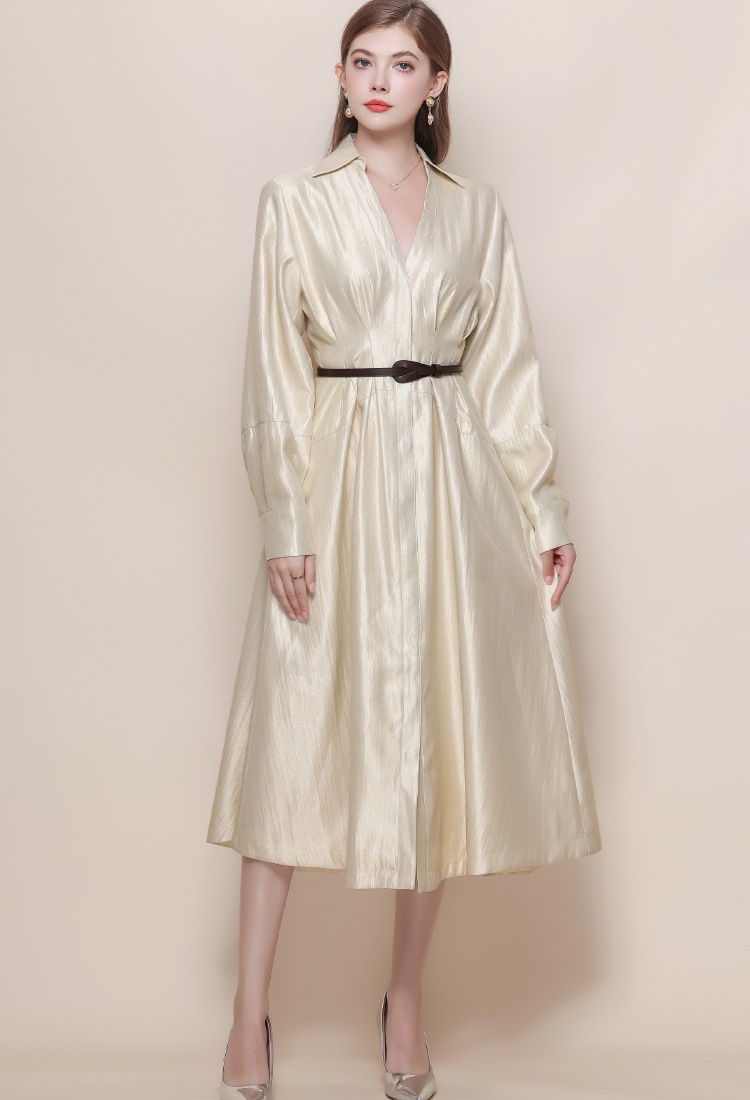 With belt light luxury V-neck France style dress