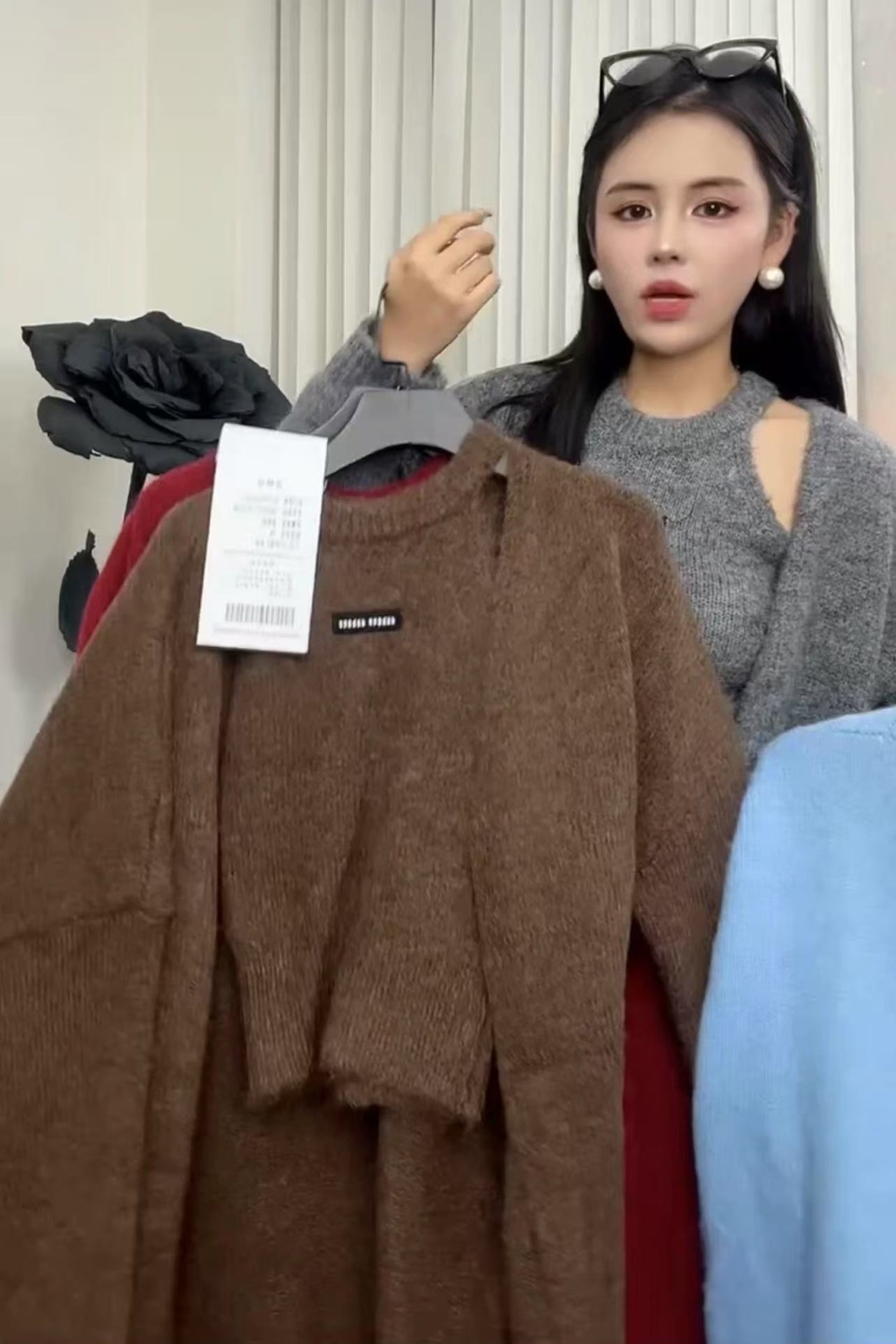 Tight halter cardigan knitted slim sweater 2pcs set