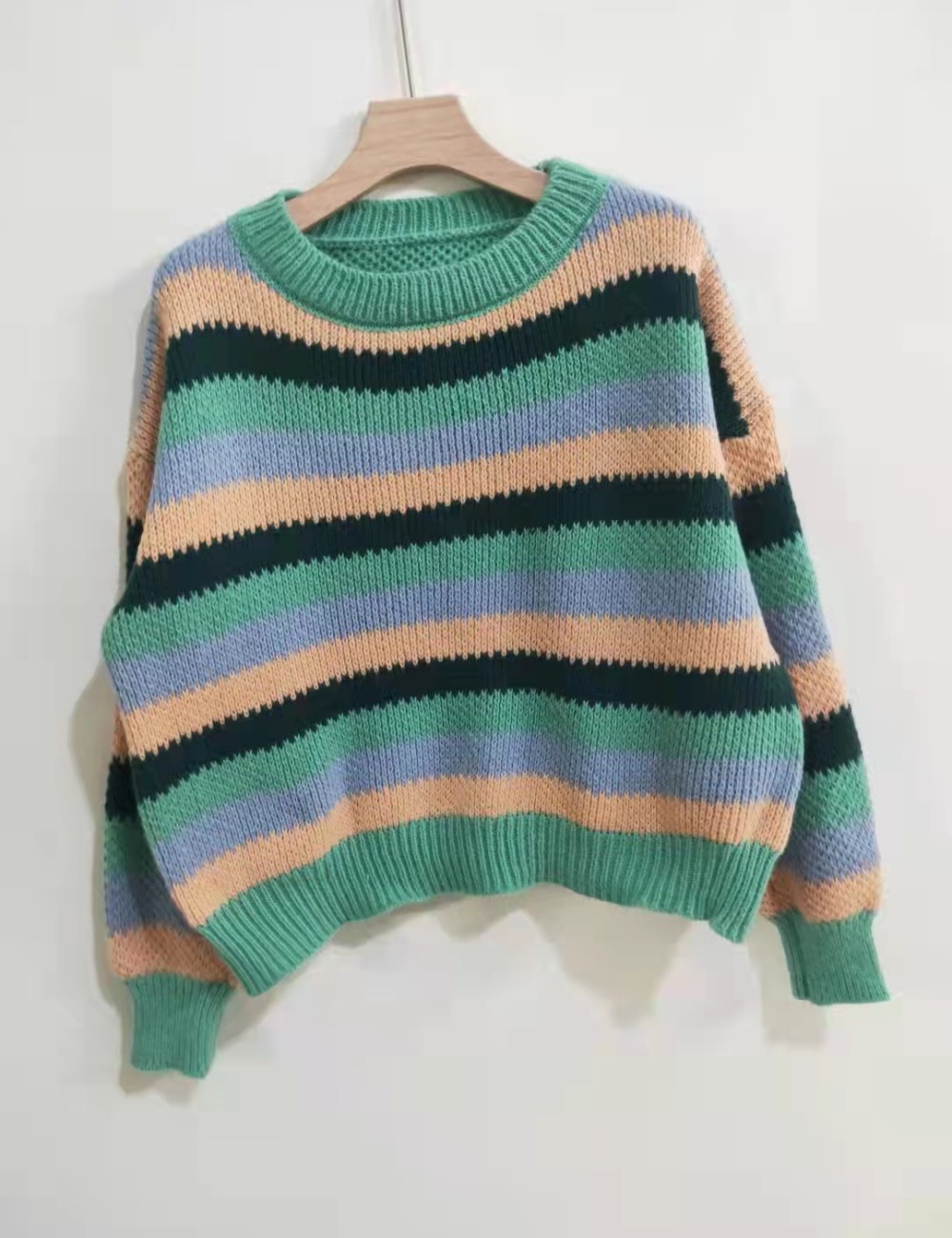 Colors stripe mixed colors sweater loose sweet autumn tops