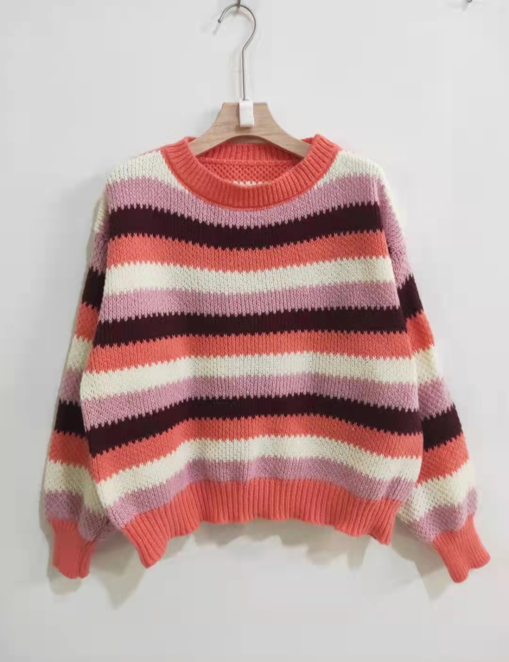 Colors stripe mixed colors sweater loose sweet autumn tops