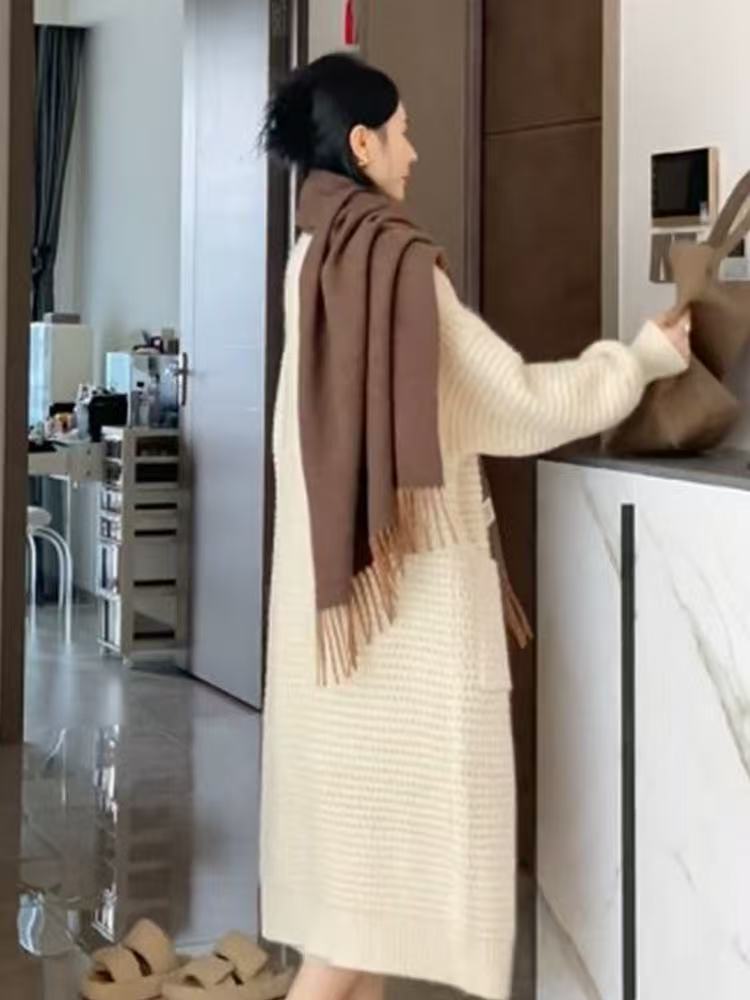 Student autumn and winter cardigan loose blue coat