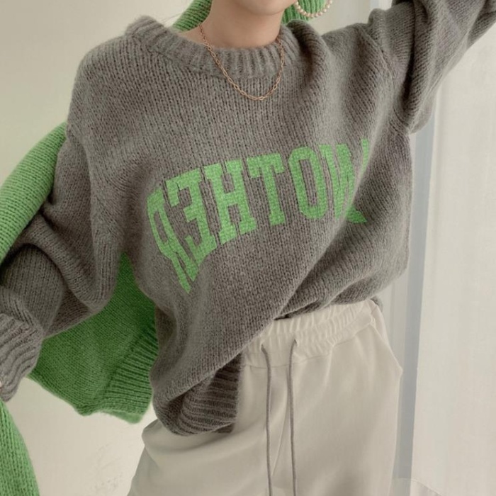 Loose letters all-match thick thermal printing Casual sweater