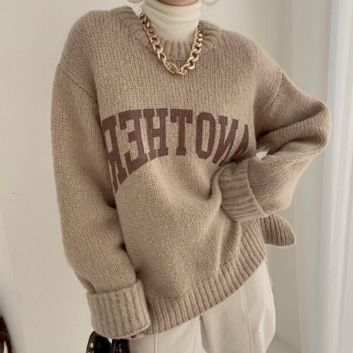 Loose letters all-match thick thermal printing Casual sweater