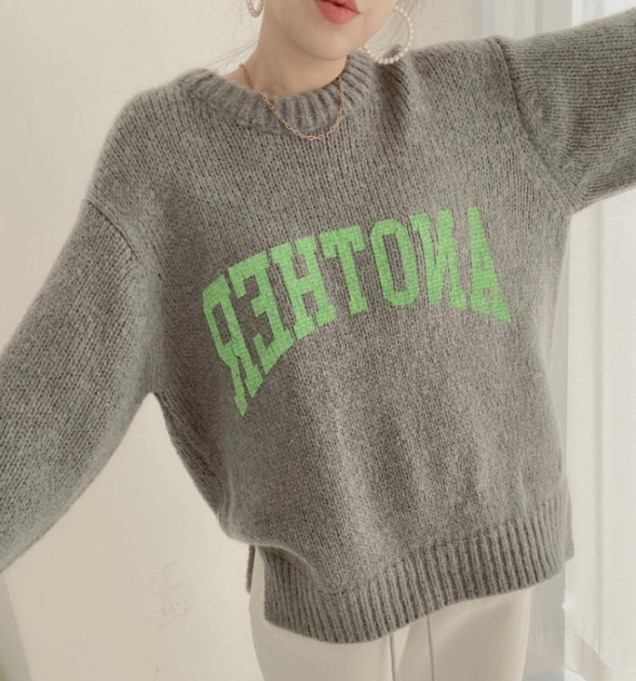 Loose letters all-match thick thermal printing Casual sweater