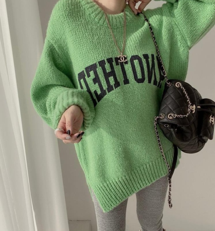 Loose letters all-match thick thermal printing Casual sweater