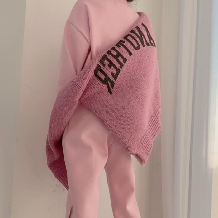 Loose letters all-match thick thermal printing Casual sweater