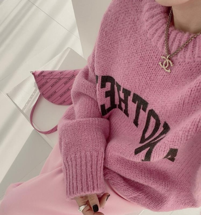 Loose letters all-match thick thermal printing Casual sweater