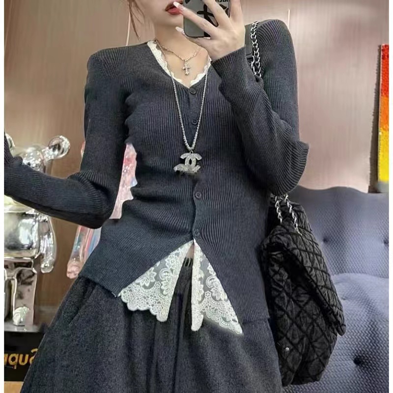 Autumn enticement tops splice bottoming shirt for women