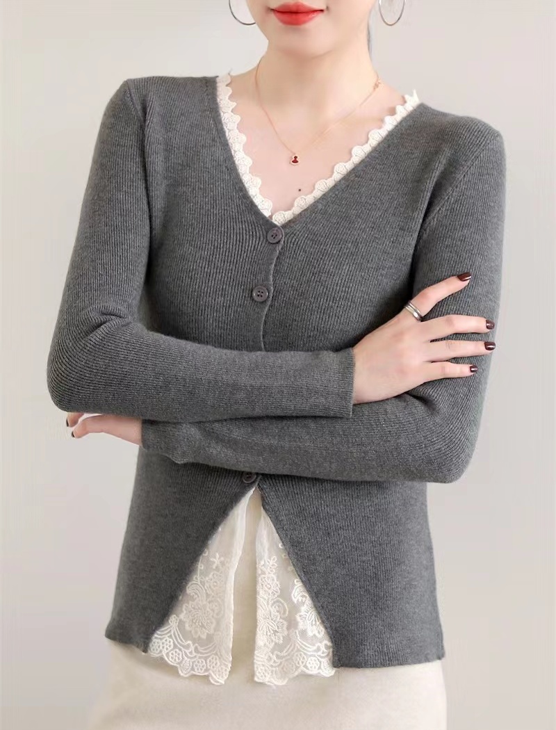 Autumn enticement tops splice bottoming shirt for women