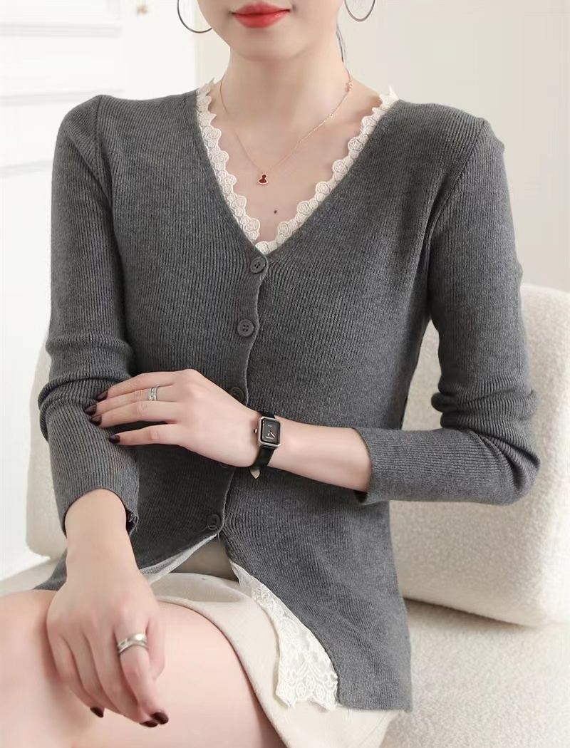 Autumn enticement tops splice bottoming shirt for women