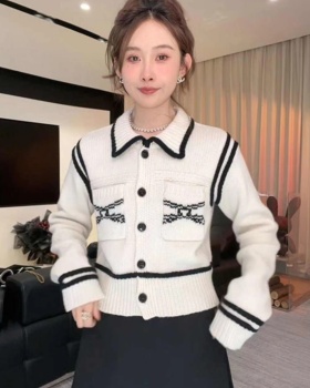 Mixed colors cardigan autumn and winter coat for women