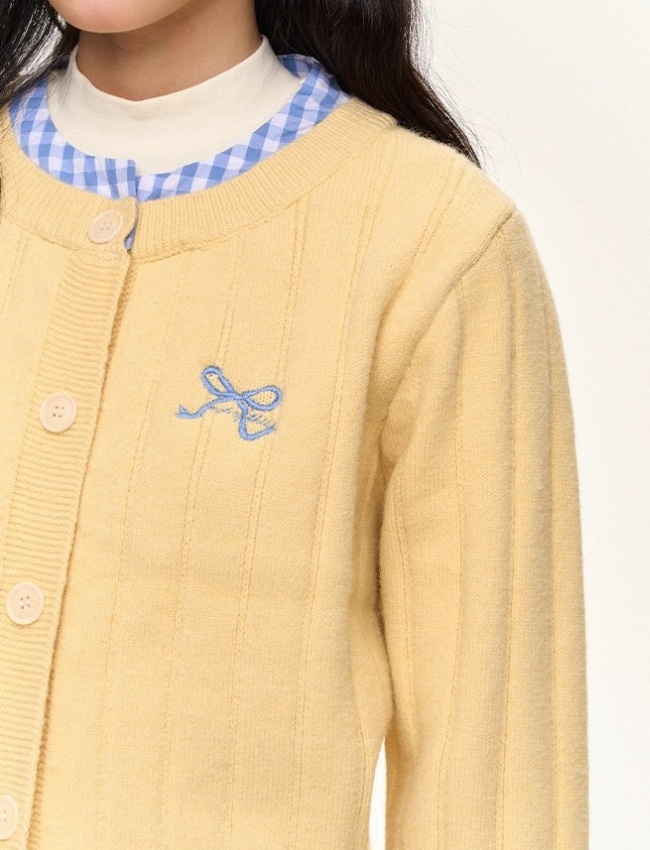 Splice plaid sweater American style cardigan for women