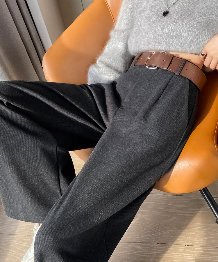 Gray twill pants mopping business suit for women