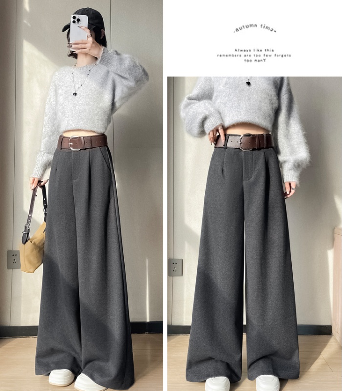 Gray twill pants mopping business suit for women