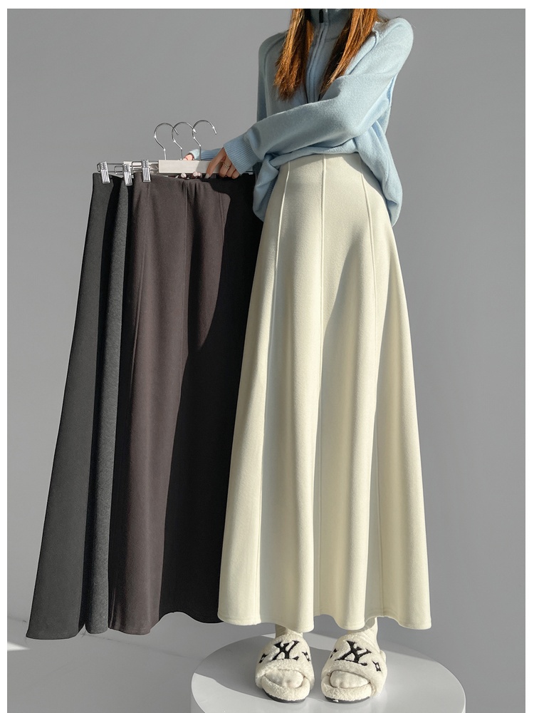 Cashmere slim high waist autumn and winter skirt for women
