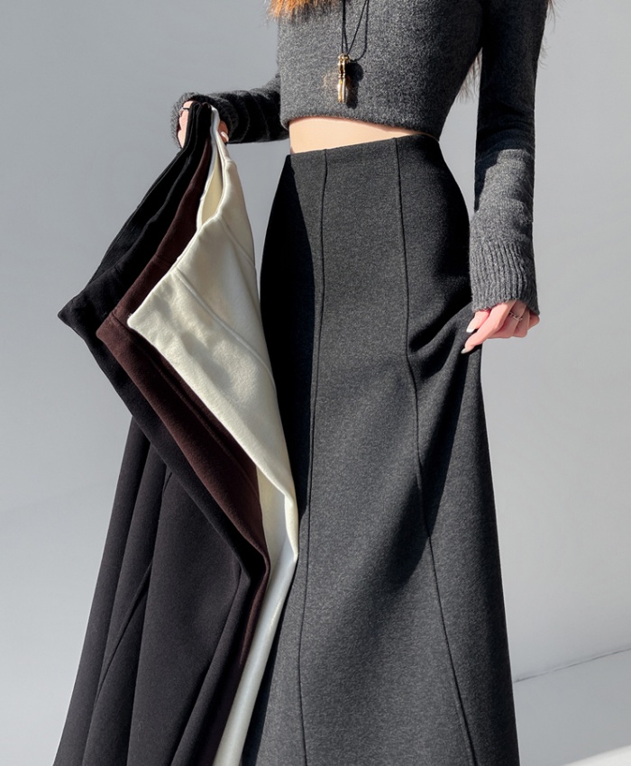 Cashmere slim high waist autumn and winter skirt for women