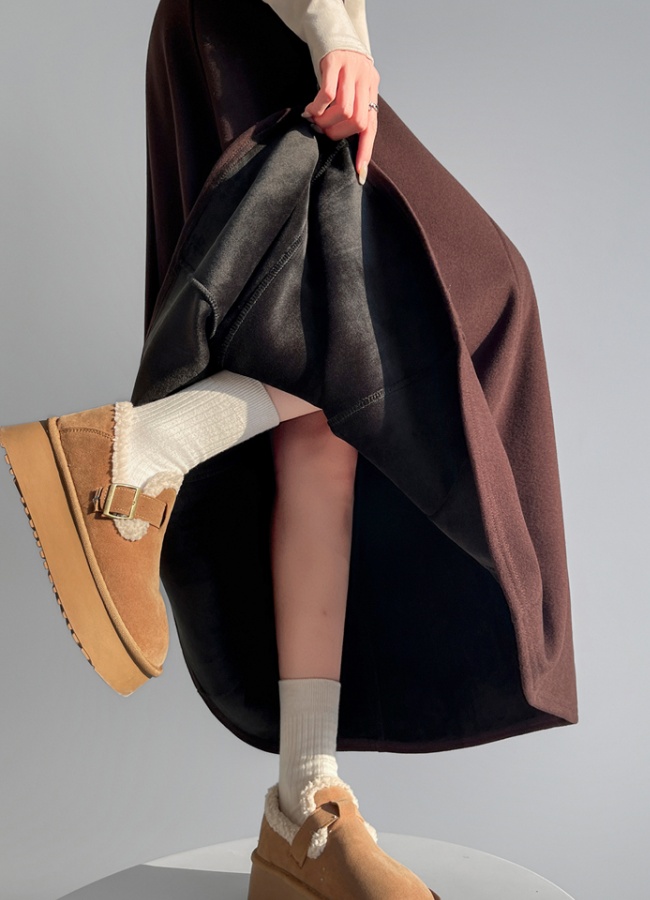 Cashmere slim high waist autumn and winter skirt for women