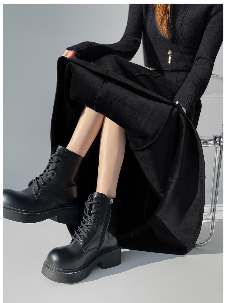 Cashmere slim high waist autumn and winter skirt for women