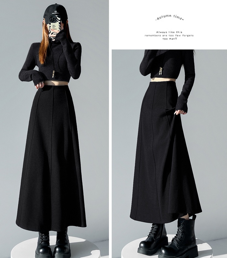 Cashmere slim high waist autumn and winter skirt for women