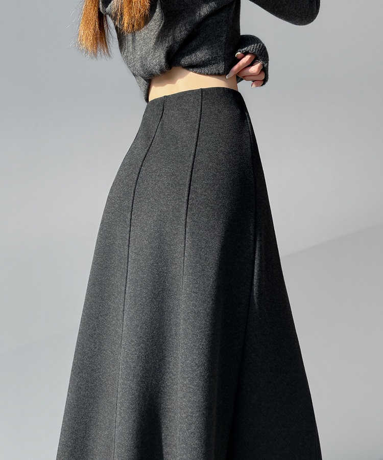 Cashmere slim high waist autumn and winter skirt for women