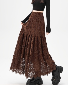 A-line splice long hook flower slim skirt for women