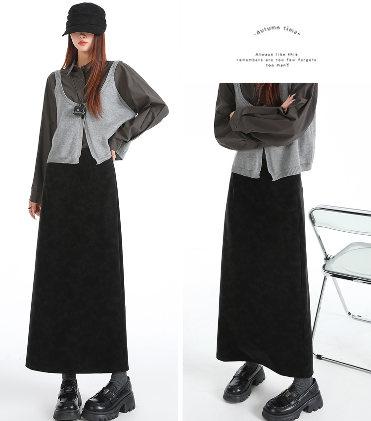 Slim PU long dress autumn and winter skirt for women