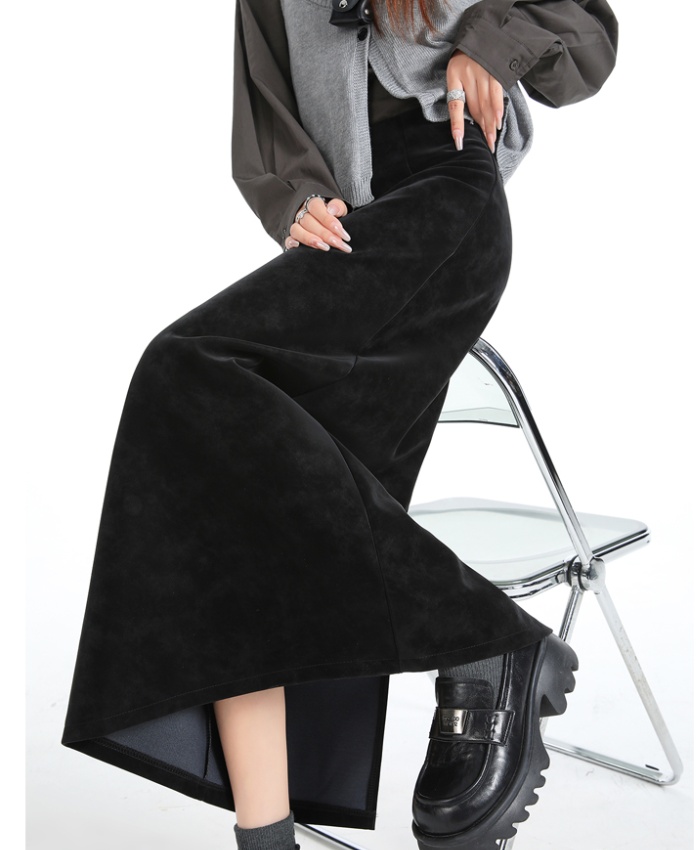 Slim PU long dress autumn and winter skirt for women