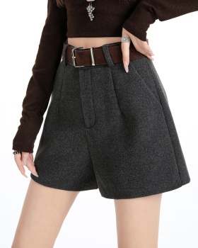 All-match woolen shorts A-line boots pants for women