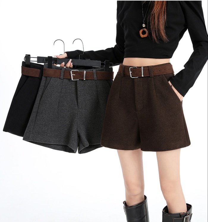 All-match woolen shorts A-line boots pants for women