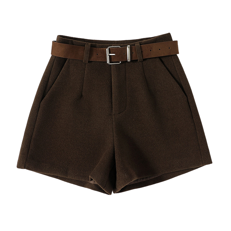 All-match woolen shorts A-line boots pants for women