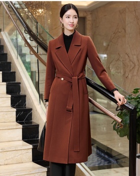 Korean style houndstooth overcoat long business suit for women