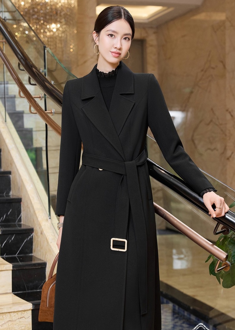 Korean style houndstooth overcoat long business suit for women