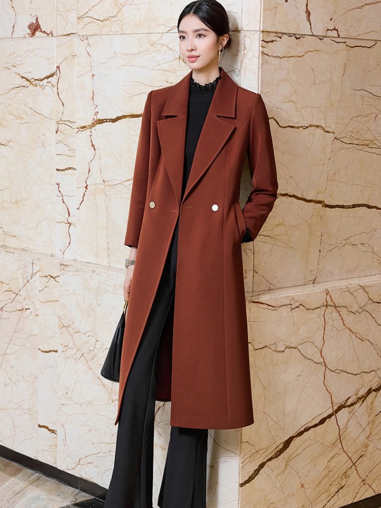 Korean style houndstooth overcoat long business suit for women