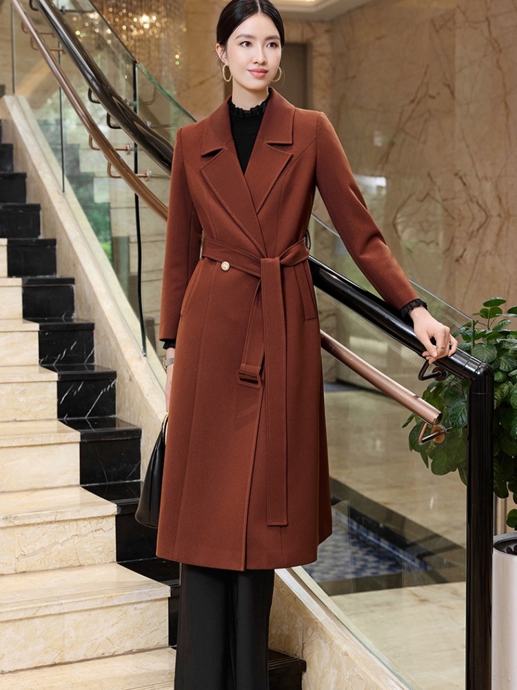 Korean style houndstooth overcoat long business suit for women