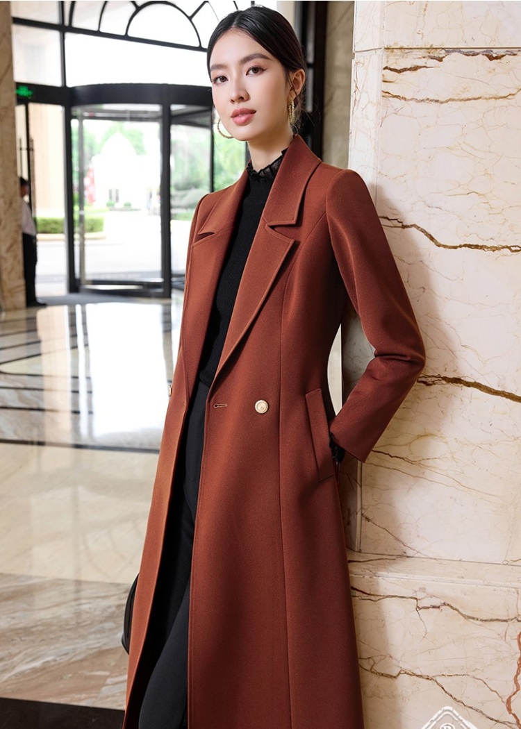 Korean style houndstooth overcoat long business suit for women