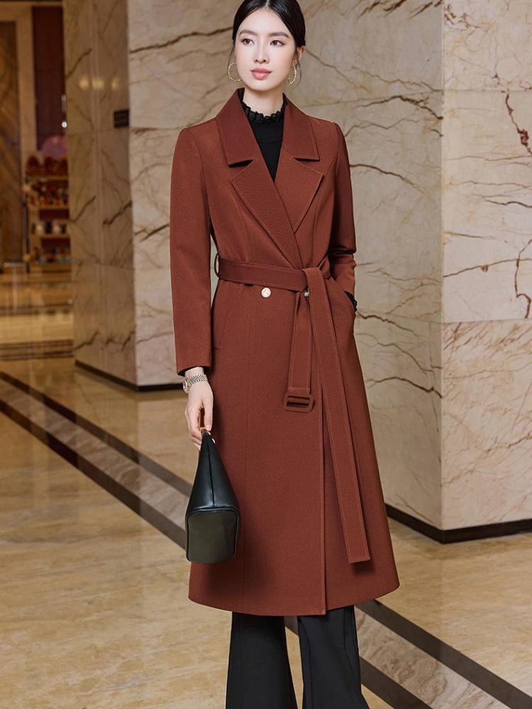 Korean style houndstooth overcoat long business suit for women