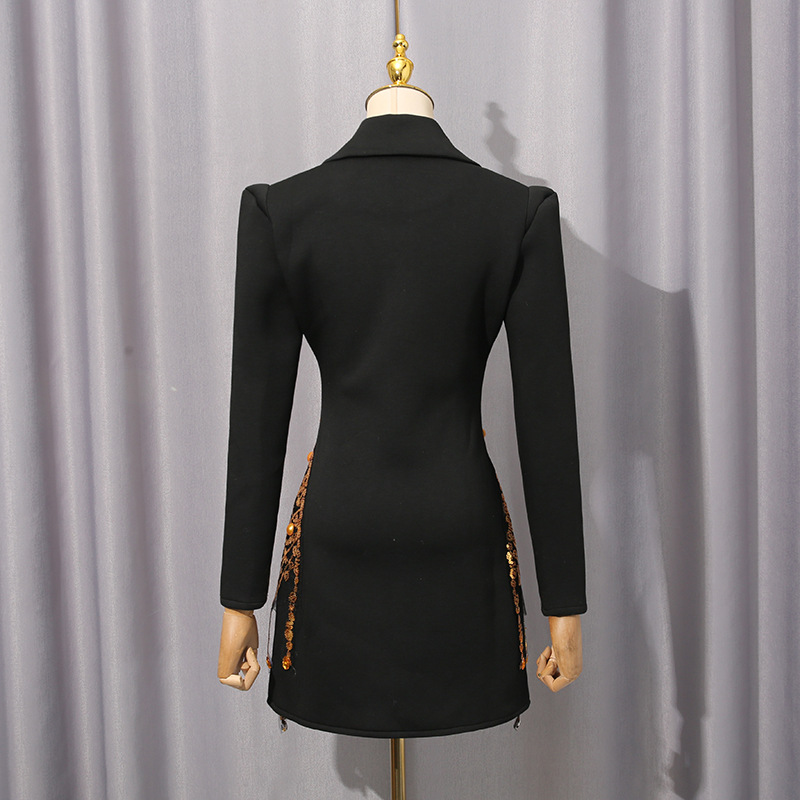 European style tassels dress autumn street T-back for women