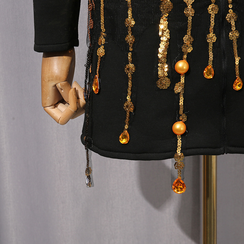 European style tassels dress autumn street T-back for women