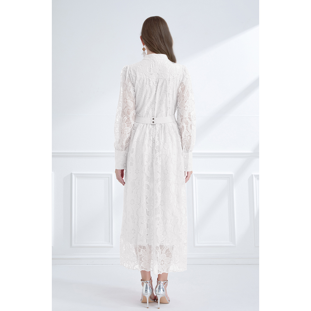 Stereoscopic big skirt sequins V-neck autumn dress