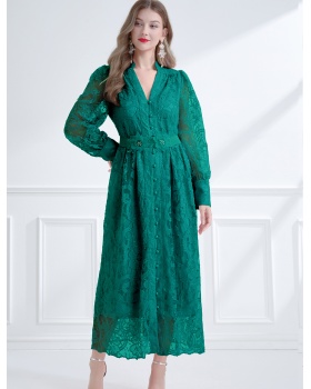 Colors autumn elegant style pinched waist dress