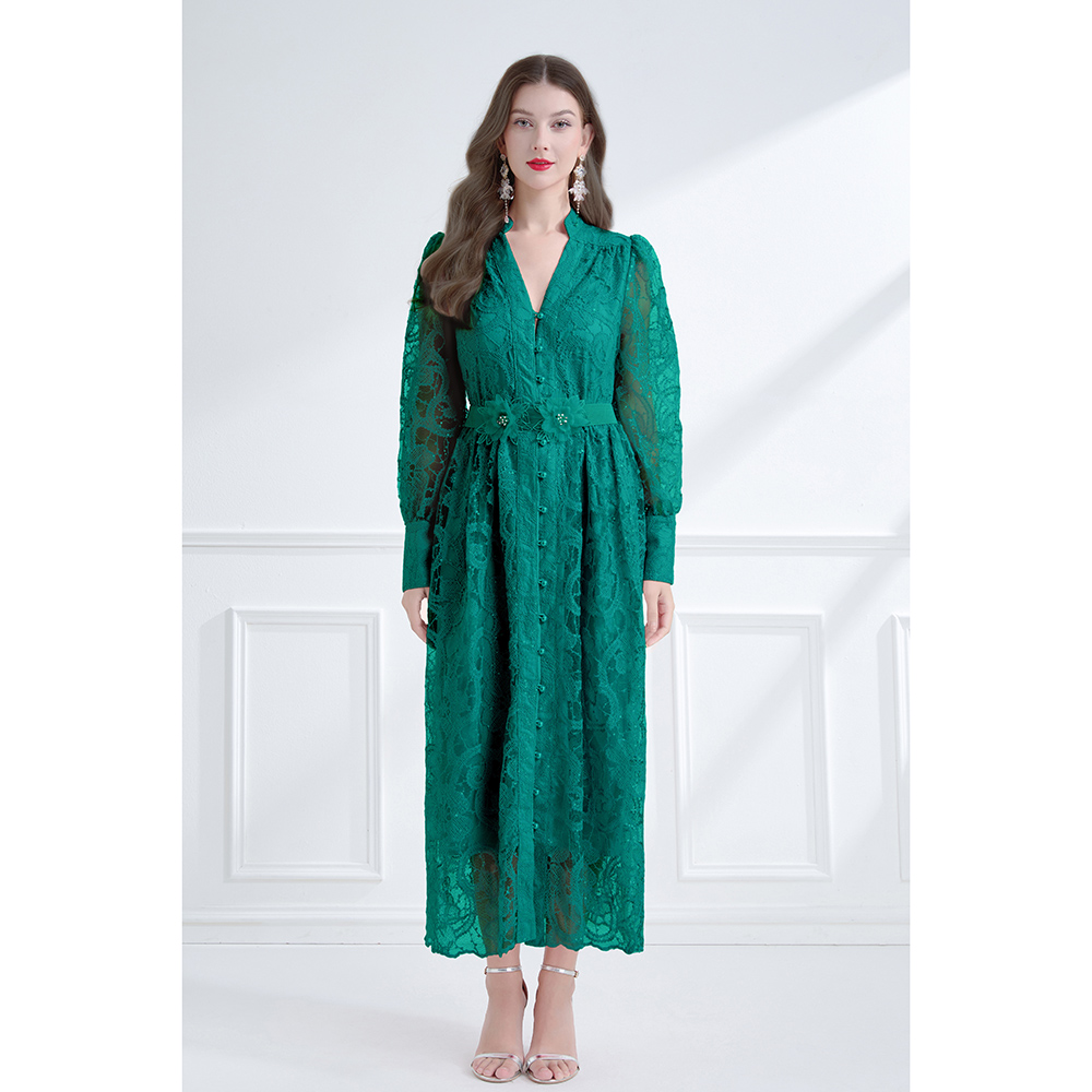 Colors autumn elegant style pinched waist dress