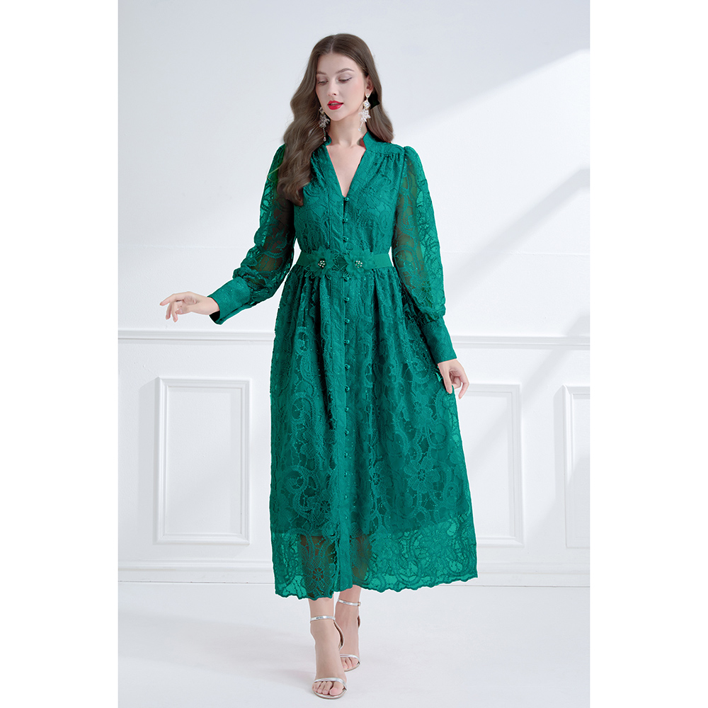 Colors autumn elegant style pinched waist dress