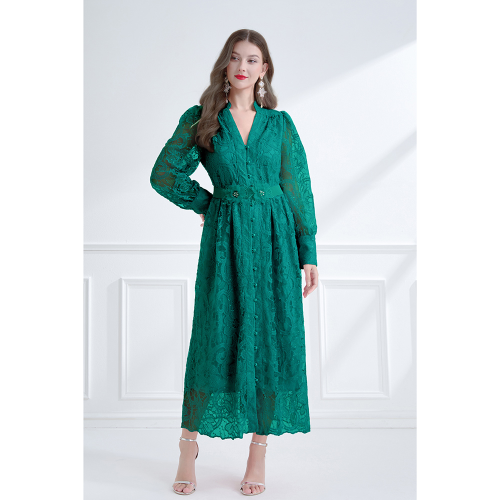 Colors autumn elegant style pinched waist dress