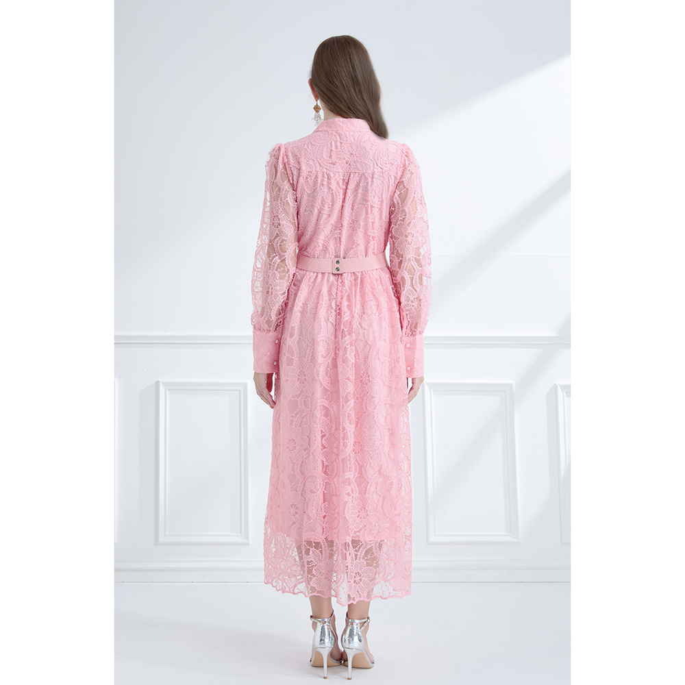 V-neck stereoscopic sequins elegant style autumn colors dress