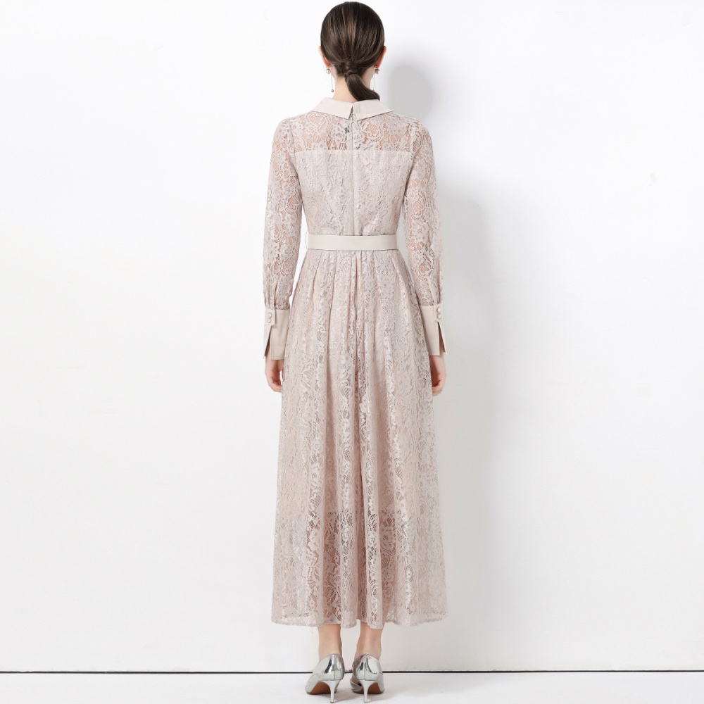 France style lace big skirt with belt dress