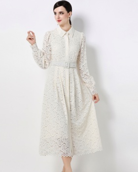 Slim temperament dress hollow long dress for women