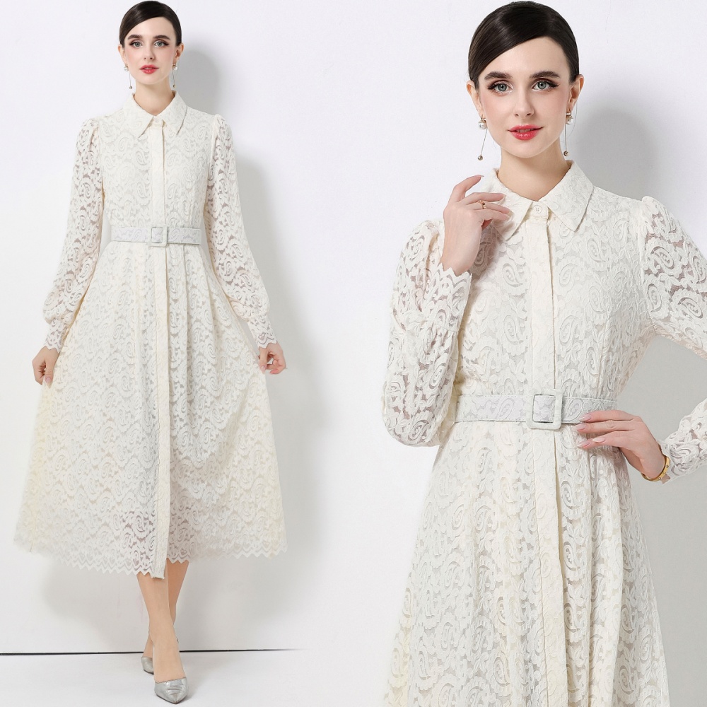 Slim temperament dress hollow long dress for women